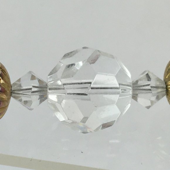 Vintage Faceted Crystal Beads and Filagree Metal Beaded Necklace Jewelry - Picture 2 of 6